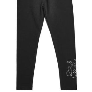 Guess Stretchy Black Girls Leggings with Rhinestones
